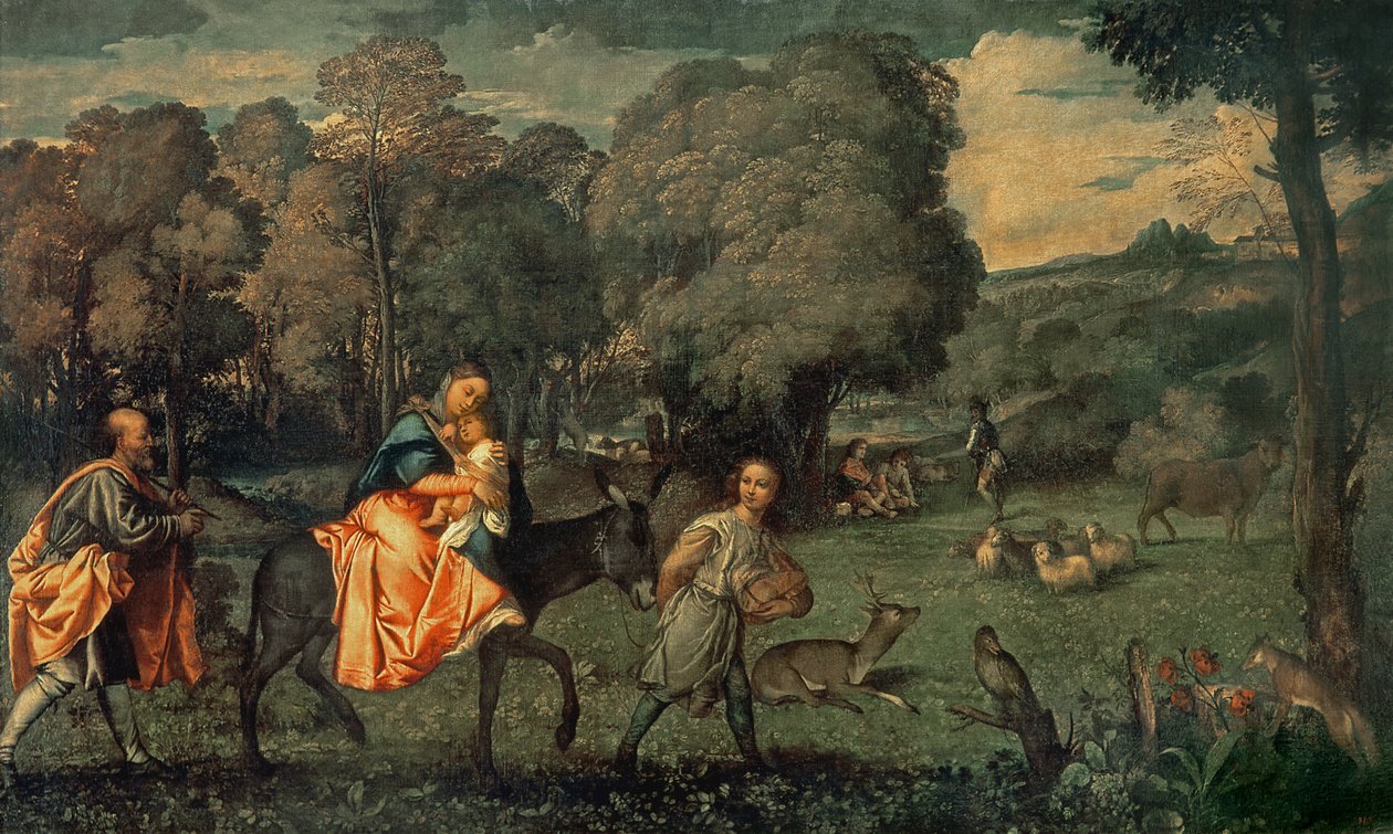 Flugten til Egypten, 1500-tallet af Tiziano Vecelli