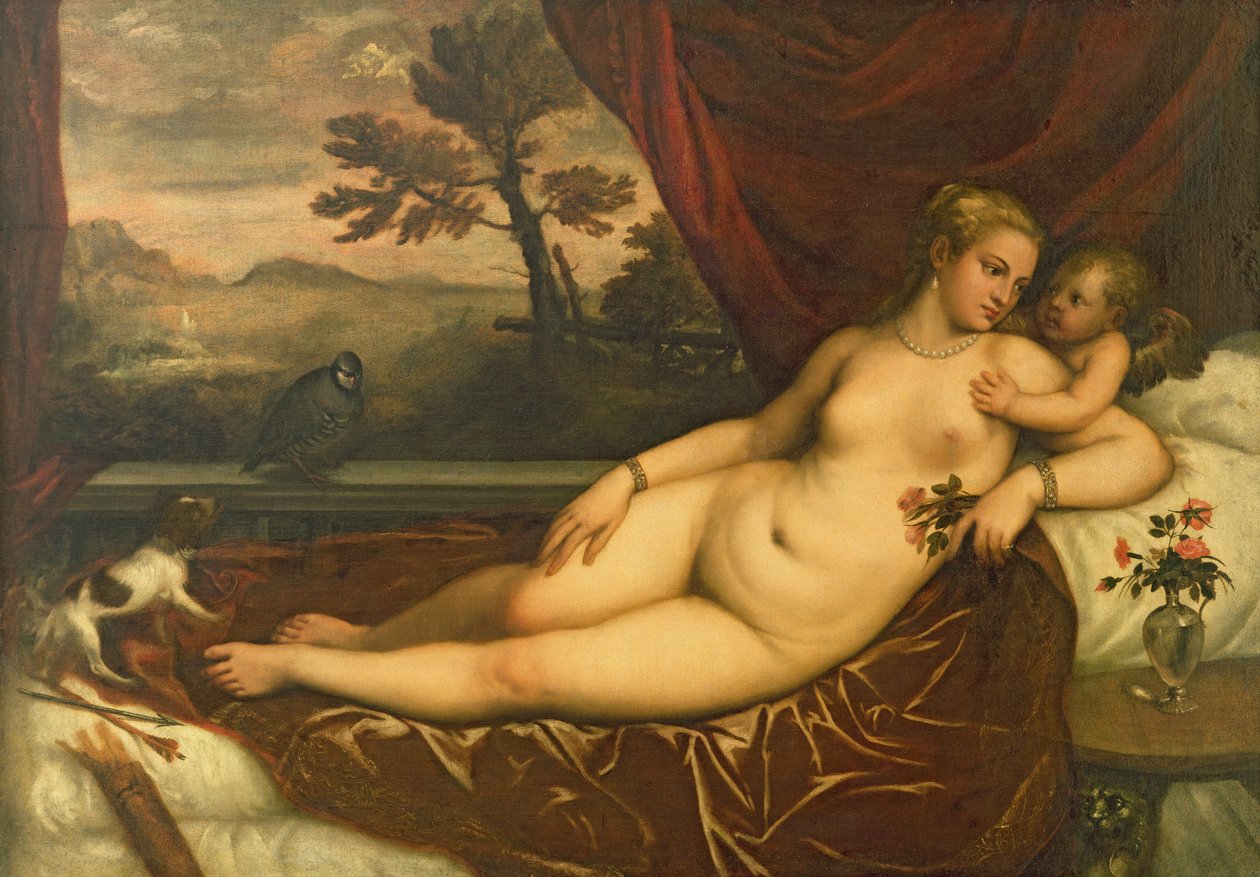 Venus og Amor af Tiziano Vecelli