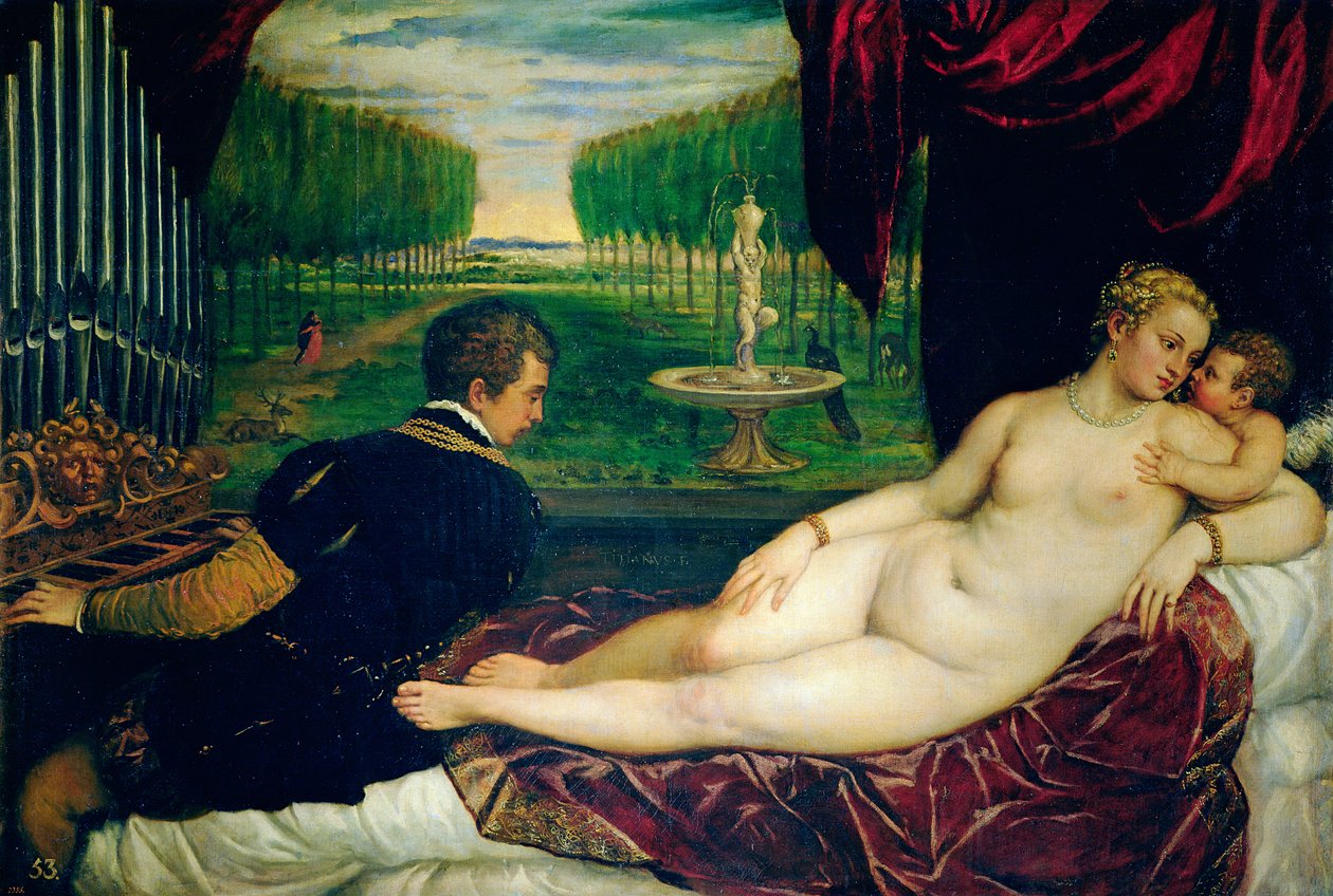Venus med organist og Amor, ca.1540-50 af Tiziano Vecelli
