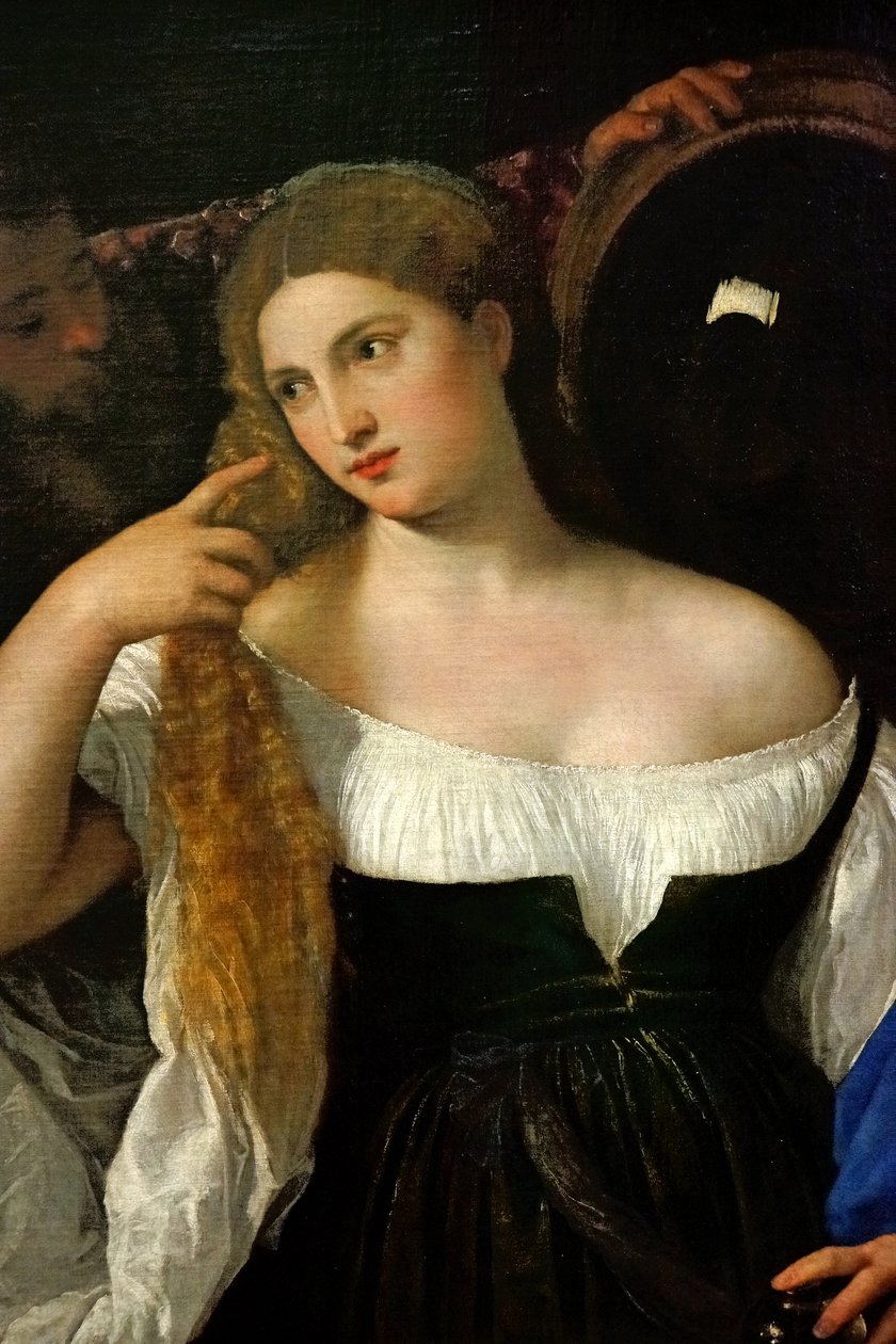 Kvinde med spejl af Tiziano Vecelli