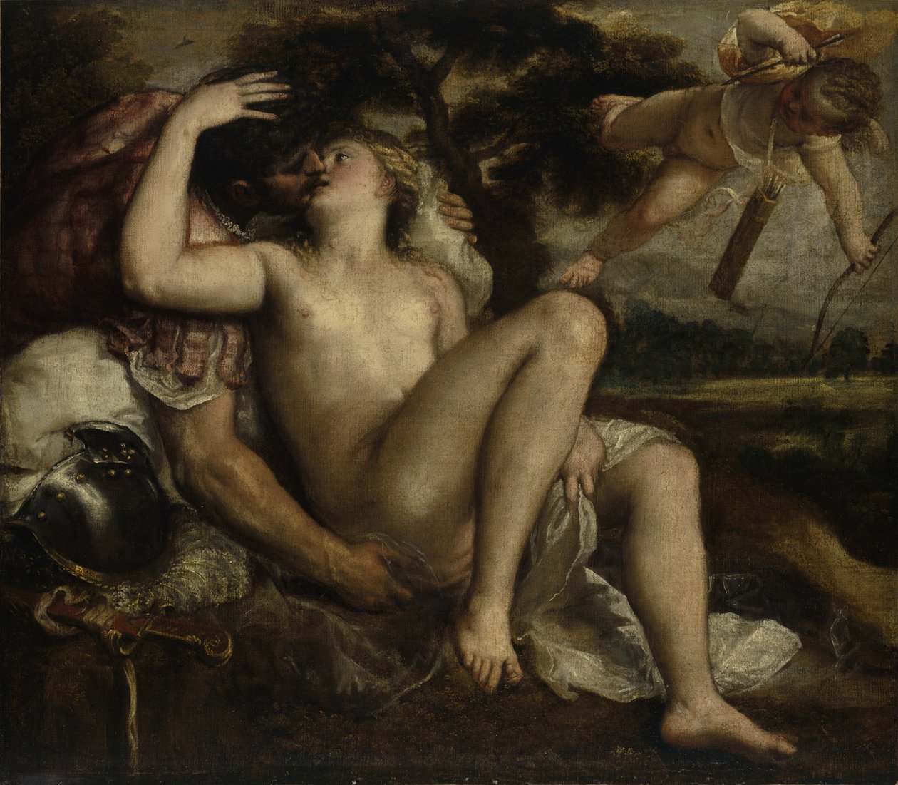 Mars, Venus og Amor, ca 1530 af Tiziano Vecelli