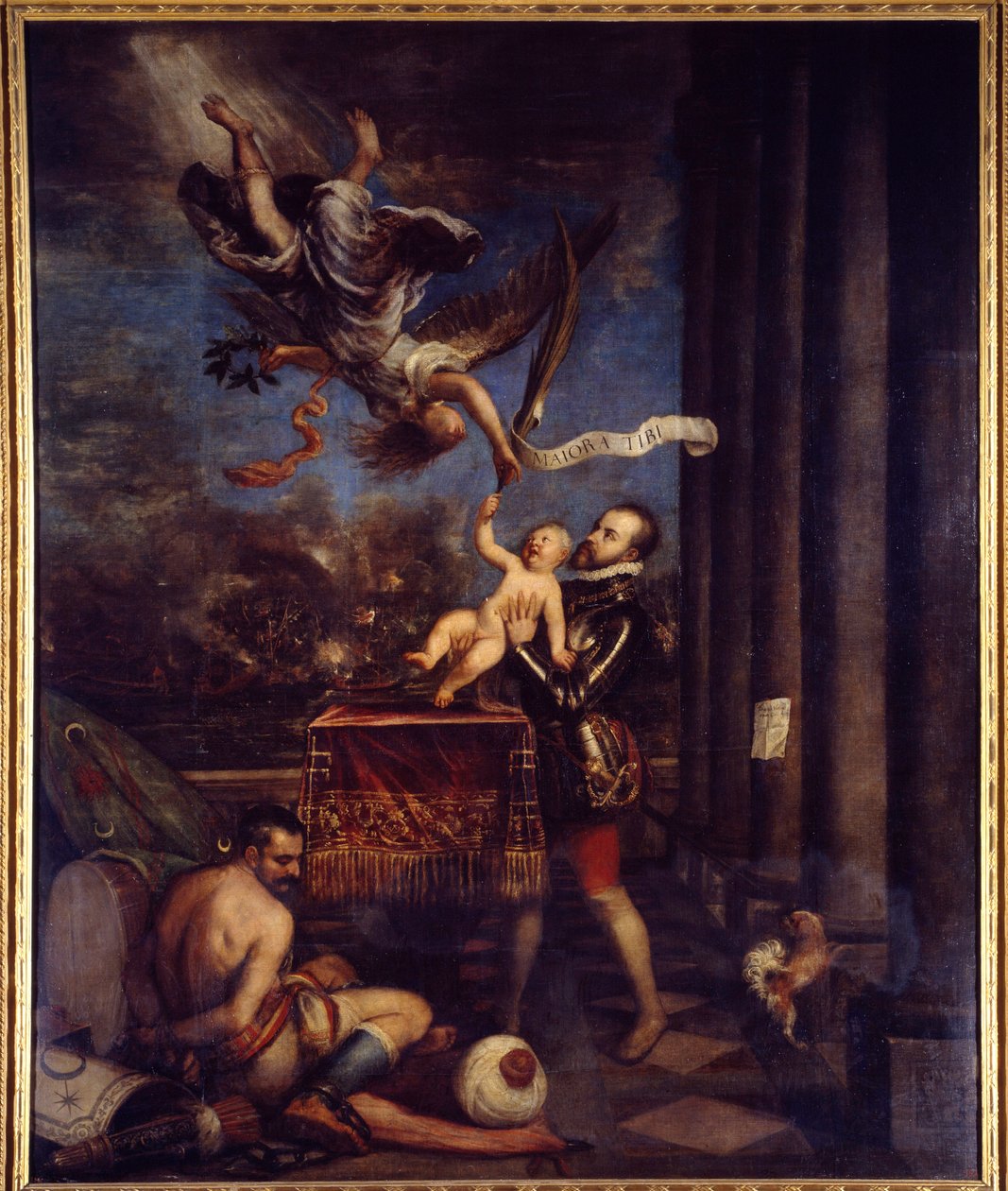 Philip II efter Lepantes sejr (1571) tilbød himlen Prins Don Ferdinand. Maleri af Tiziano Vecellio kaldet Tizianen (1485-1576). Olie på lærred. Mål: 3,35 X 2,74m. Madrid, Prado-museet. af Tiziano Vecelli