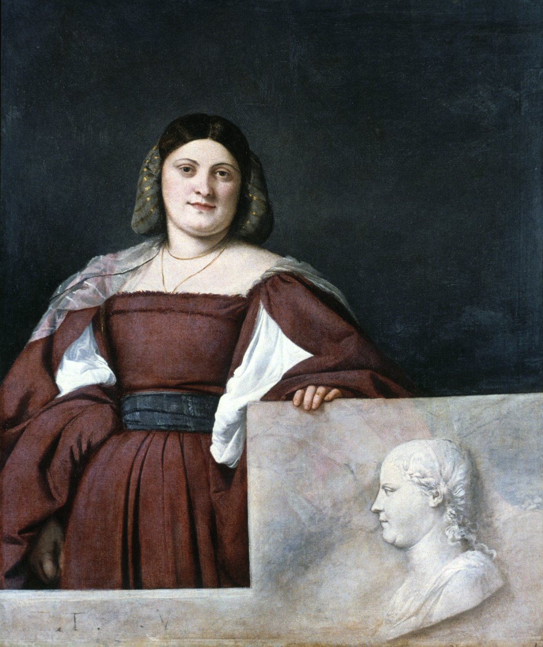 Portræt af en dame, La Schiavona Den dalmatiske kvinde, c1510-1512 af Tiziano Vecelli