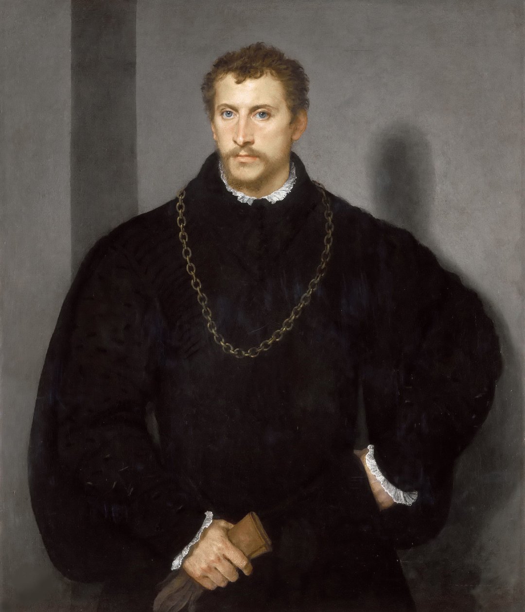 Portræt af en ung englænder Portræt af en ung mand med grå øjne, 1540-1545. af Tiziano Vecelli
