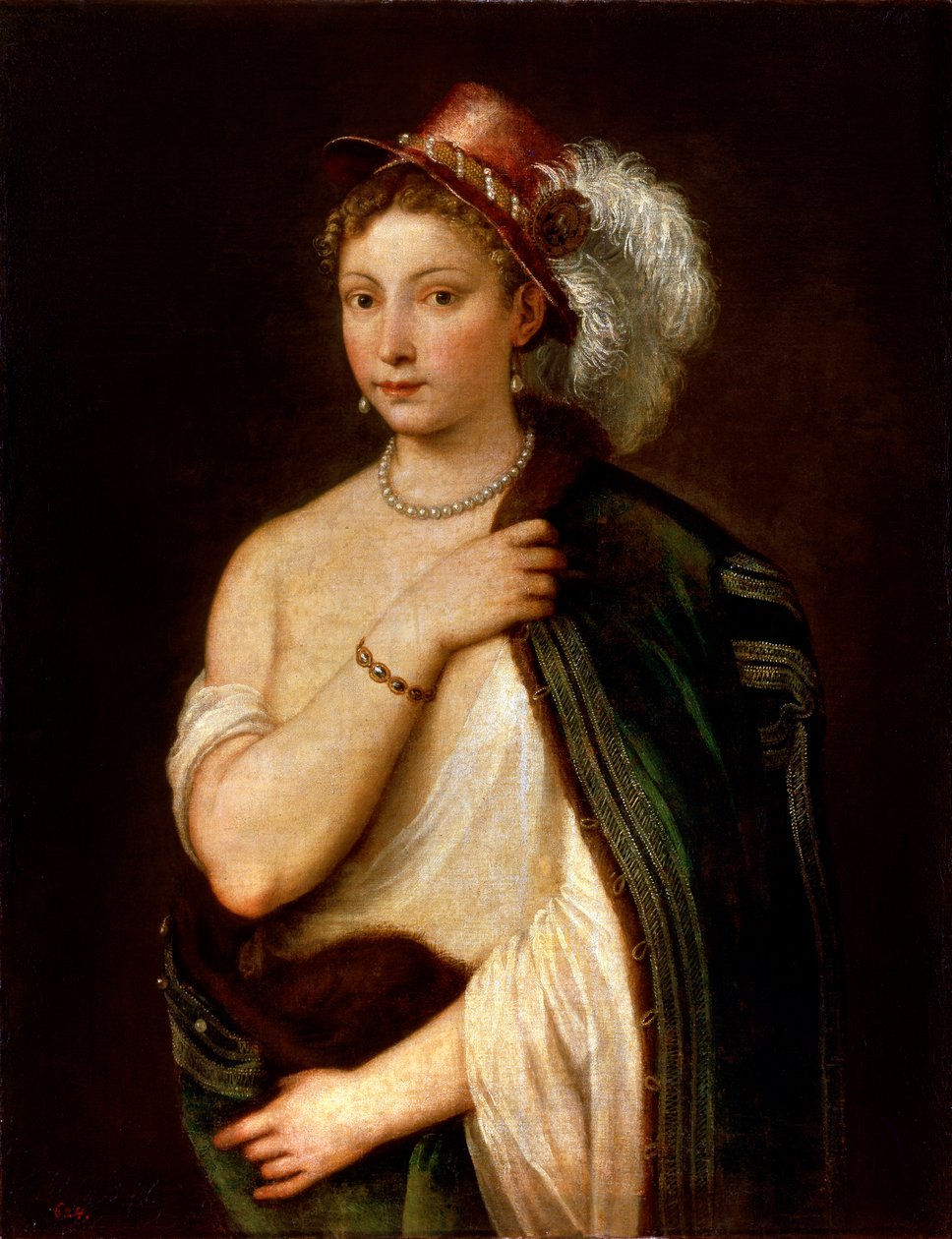 Portræt af en ung kvinde, c1536. af Tiziano Vecelli