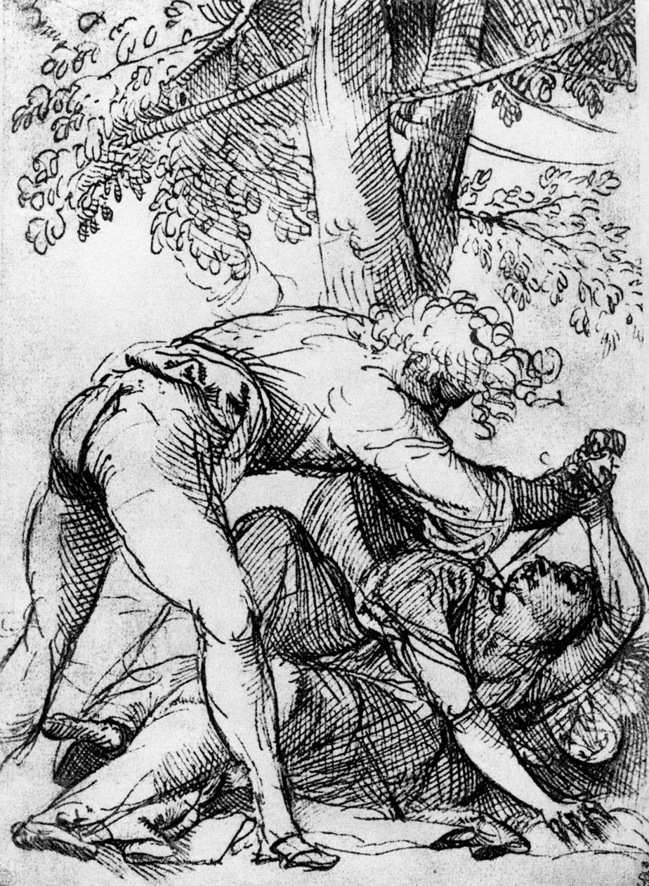 Skitse til den jaloux mand i Scuola Del Santo, c1510, 1937 af Tiziano Vecelli