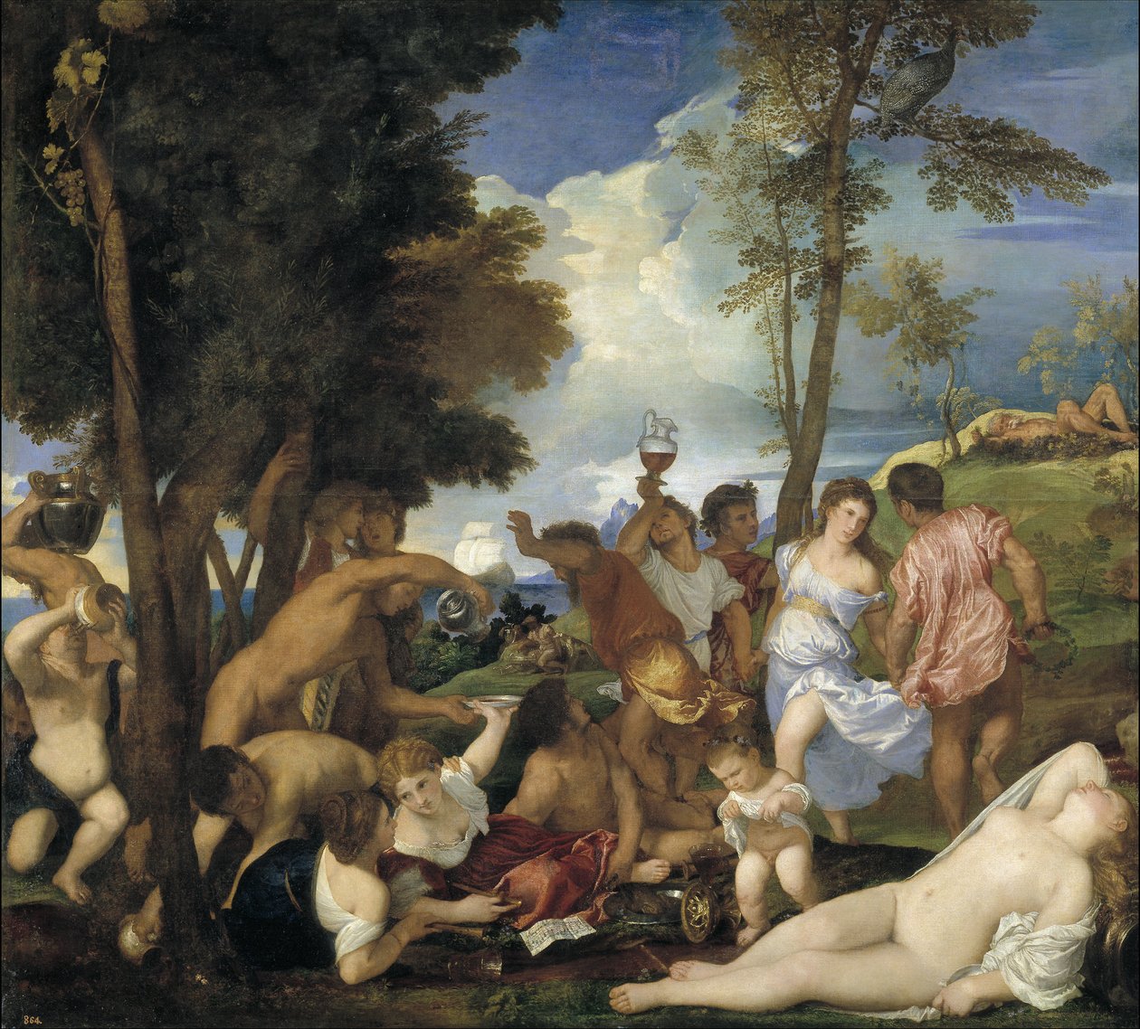 The Bacchanal of the Andrians, 1523-1526 af Tiziano Vecelli