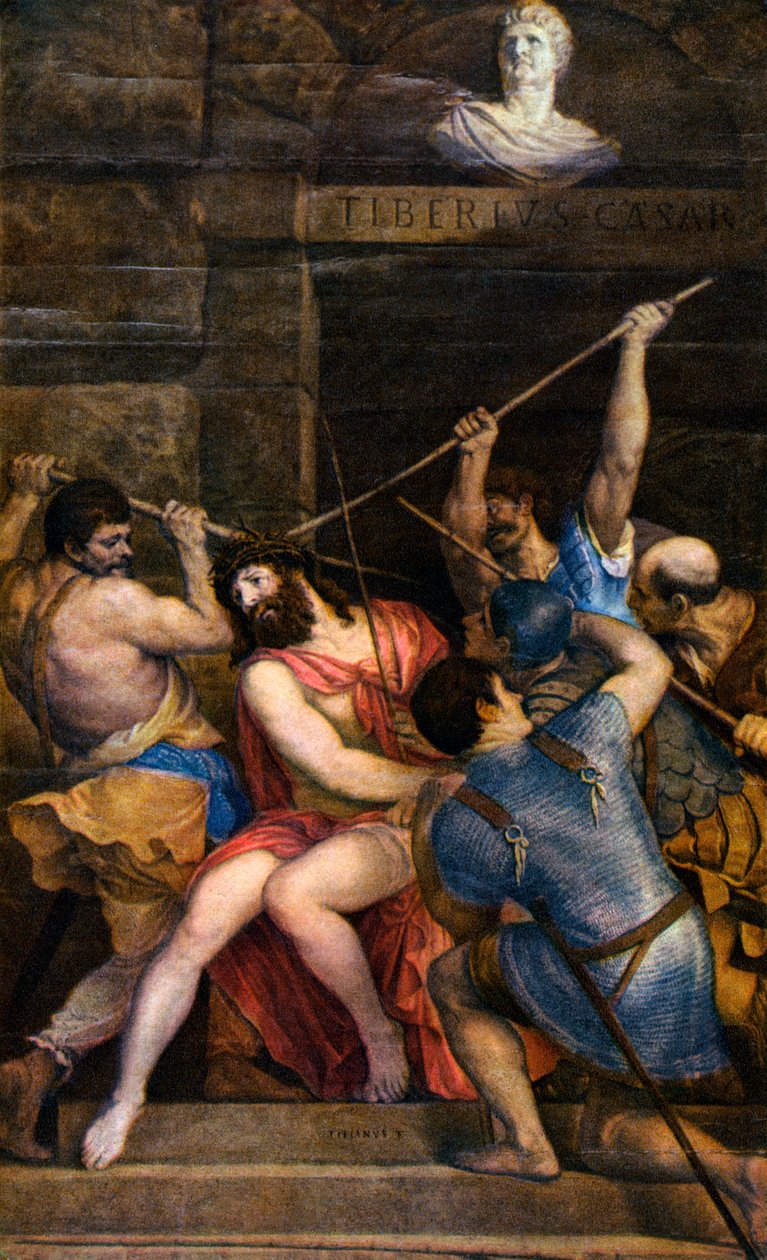 The Crowning with Thorns, c1542, 1937 af Tiziano Vecelli