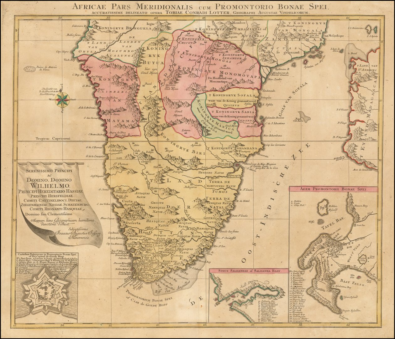 1778-kort over det sydlige Afrika af Tobias Conrad Lotter af Tobias Conrad Lotter