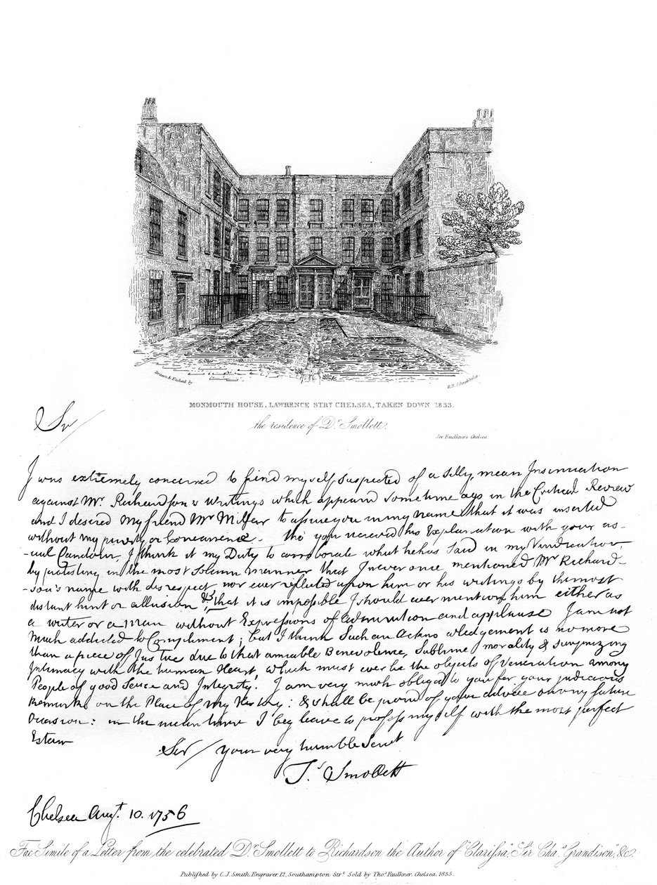 Et brev fra Dr. Smollett til Samuel Richardson, 1756, 1840. af Tobias George Smollett
