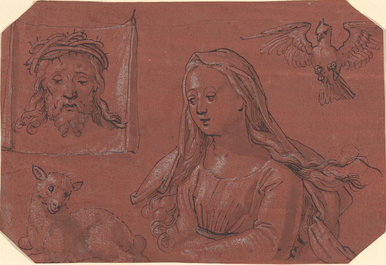 Studier af Sudarium og Saint Agnes af Tobias Stimmer