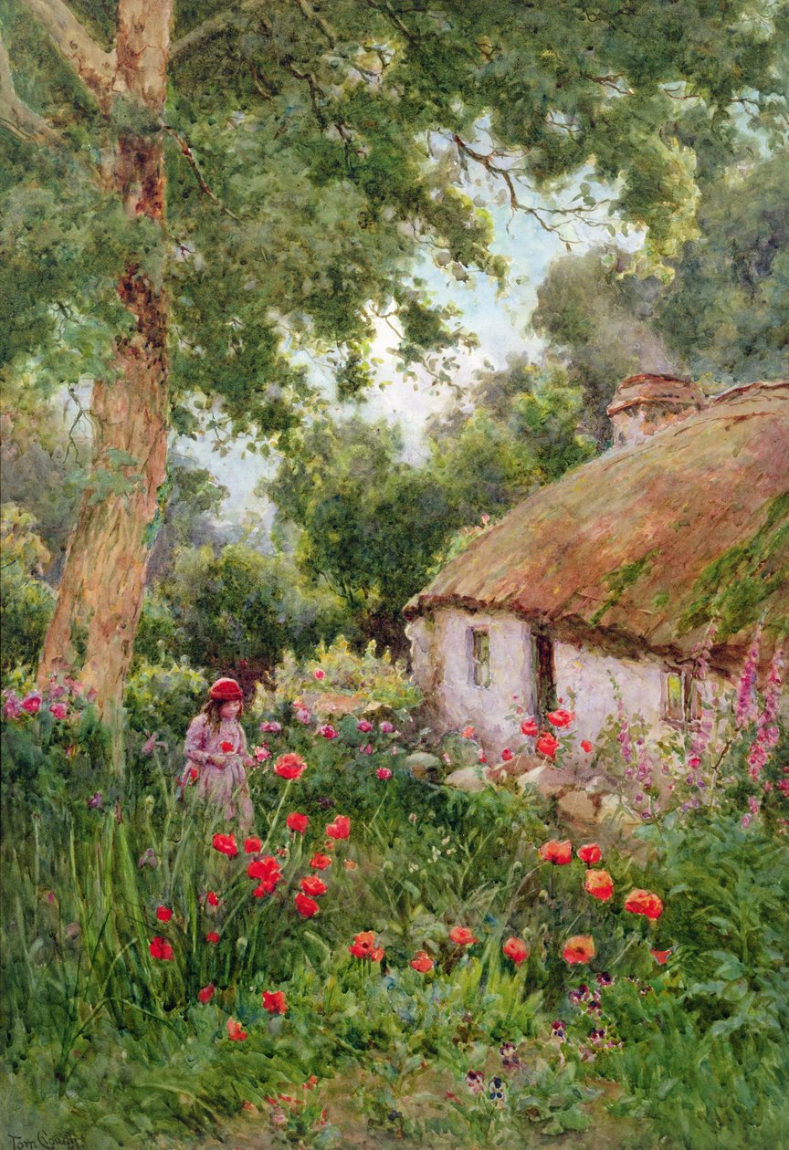 A Cottage Garden (wc på papir) af Tom Clough