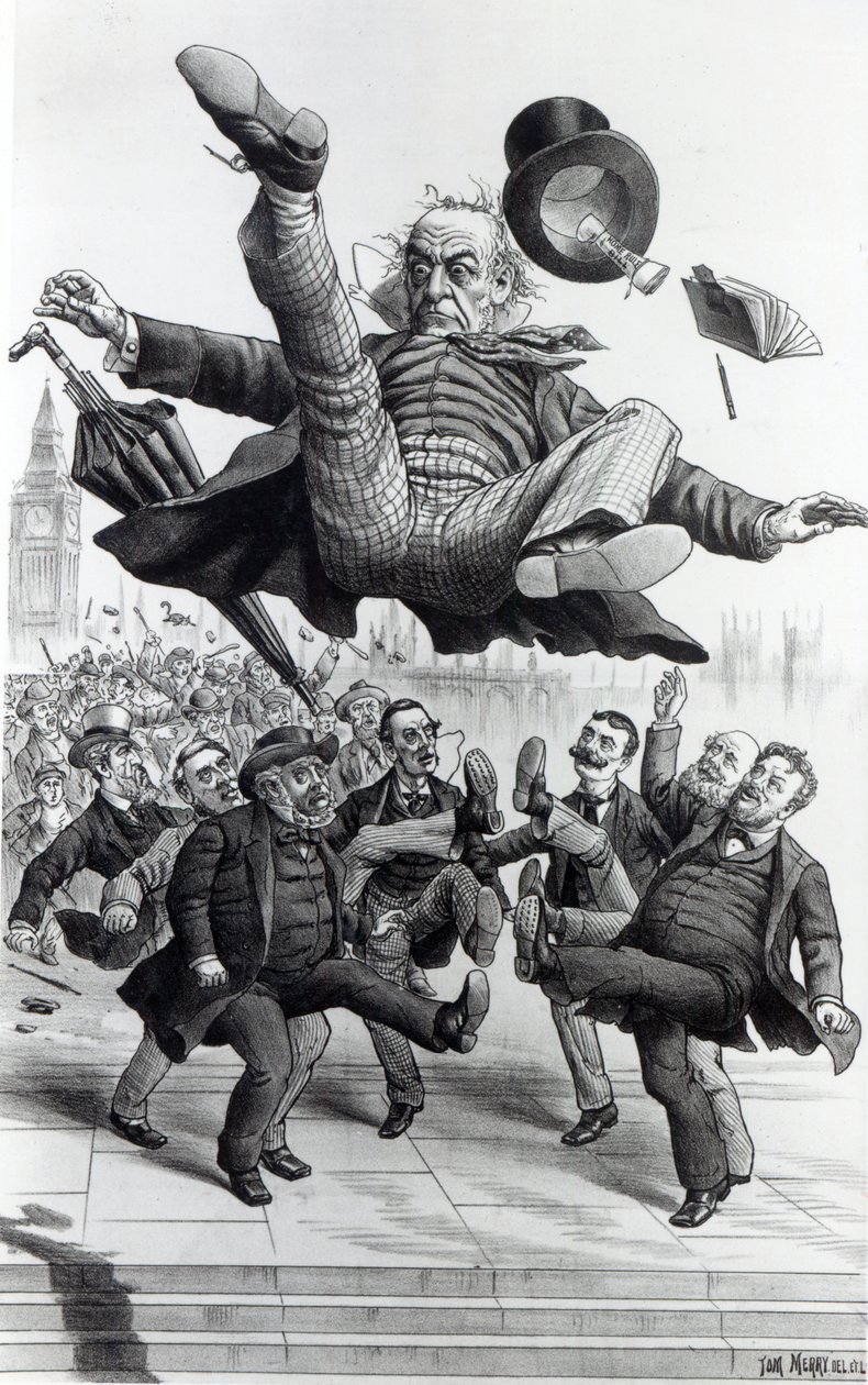 Gladstone bliver smidt ud af parlamentet, ca. 1894 af Tom Merry