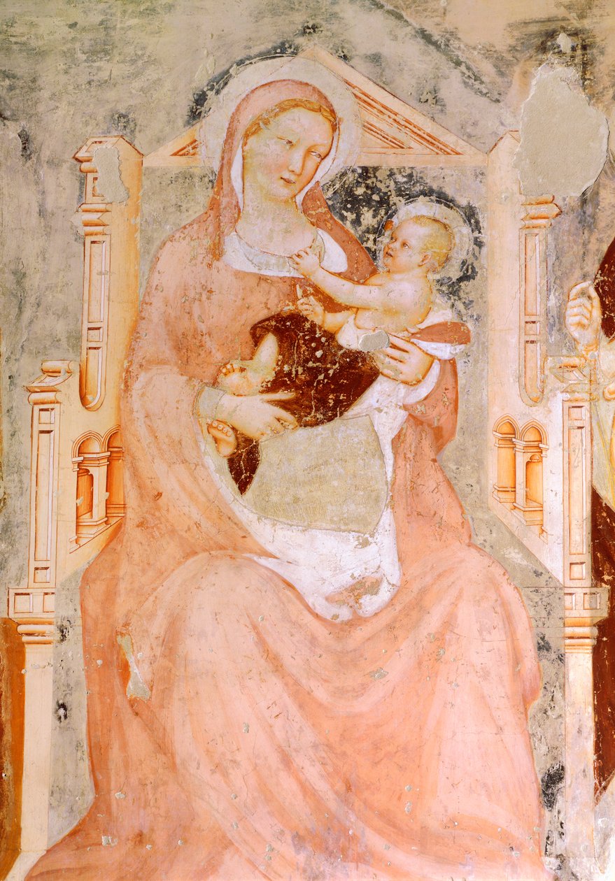 Madonna og barn, af Tommaso da Modena (1326-1379), fresko, San Francesco-kirken, Treviso af Tomaso da (late 15th century) Modena