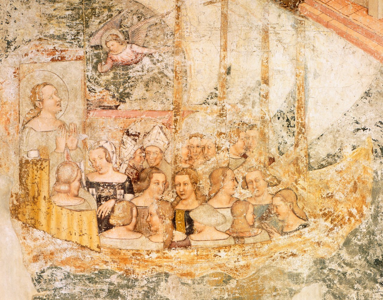 Sejler mod Rom, detaljer fra Stories of St Ursula, af Tommaso da Modena (1326-1379), fresco, detalje, Santa Caterina-kirken, Treviso af Tomaso da (late 15th century) Modena