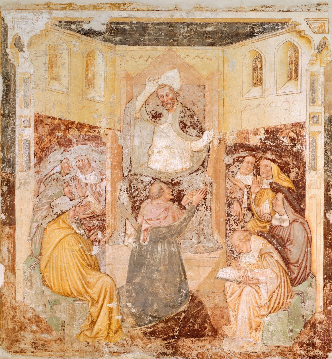 Abdikationen, detaljer fra Stories of St Ursula, af Tommaso da Modena (1326-1379), fresco af Tomaso da (late 15th century) Modena