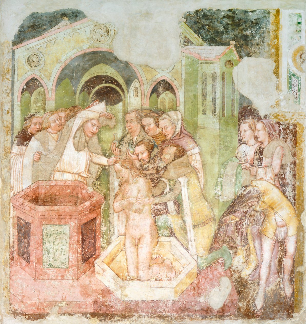 Prinsen af Englands dåb, detalje fra freskoen Legend of St Ursula af Tomaso da (late 15th century) Modena