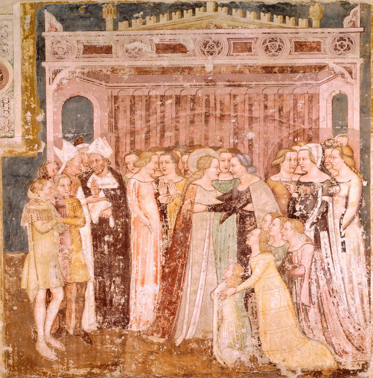 Afskeden, detalje fra Legend of St Ursula af Tommaso da Modena (1326-1379), fresko, Santa Caterina-kirken, Treviso af Tomaso da (late 15th century) Modena