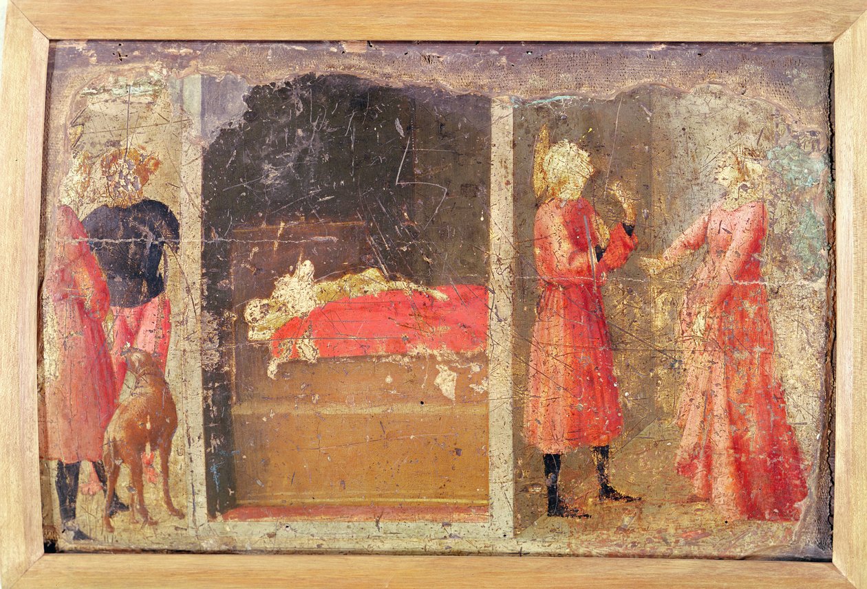 Historien om St. Julian the Hospitaller (tempera på panel) af Tommaso Masaccio