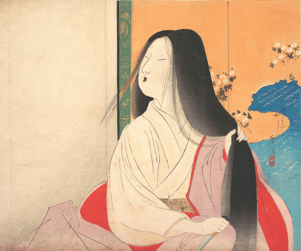 Lady Kesa fra kuchie frontispice af en roman, ca. 1906. af Tomioka Eisen