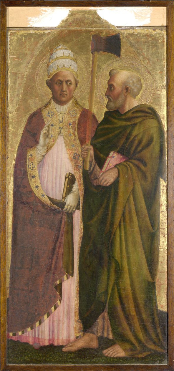 En pave (St. Gregory) og St. Matthias, ca. 1428-29 (tempera på panel) af Tommaso Masolino da Panicale