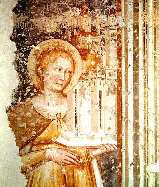 Detalje af St. Catherine af Siena af Tommaso da Modena Tommaso da Modena