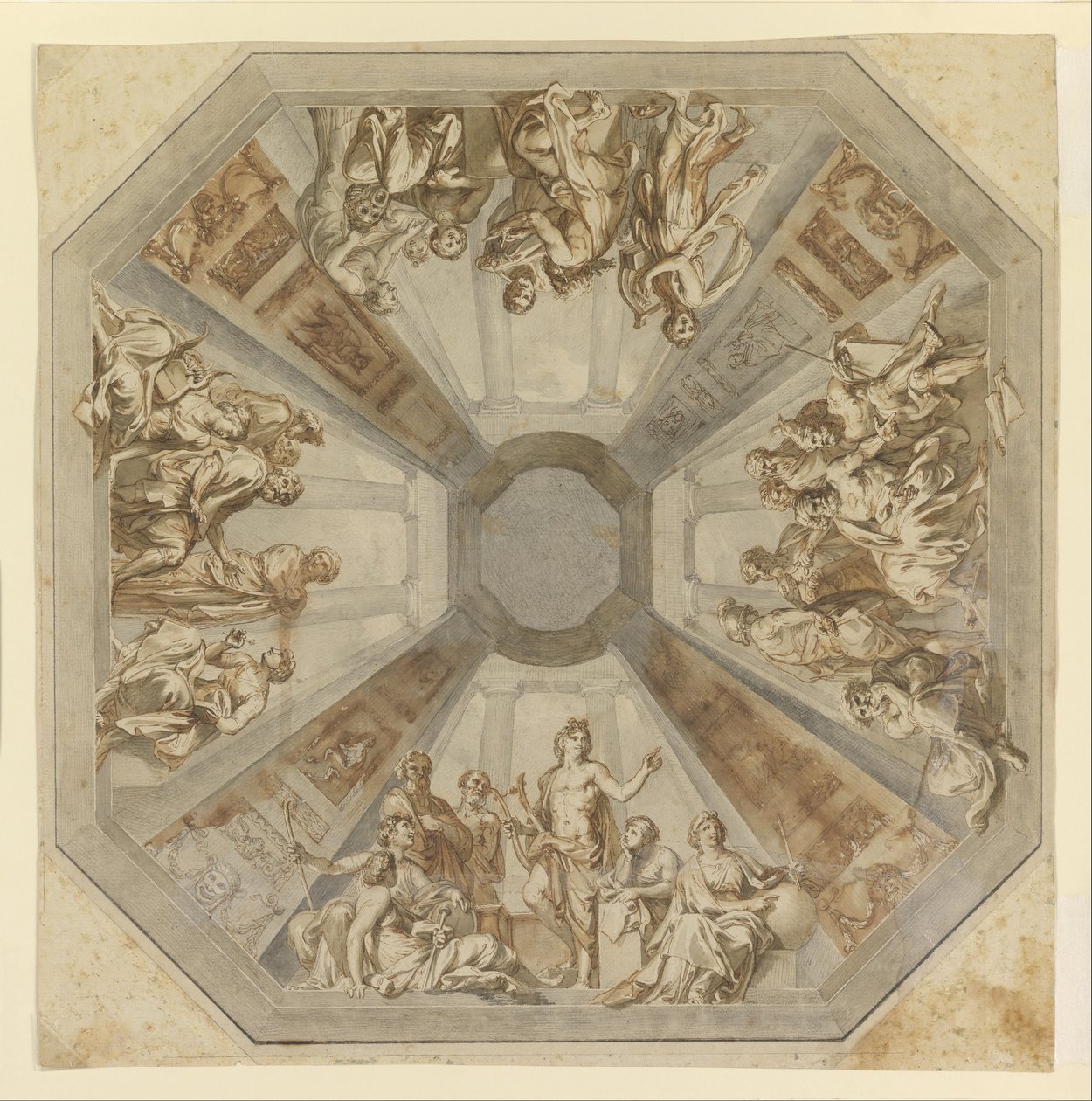 Undersøgelse for Triumfen i Apollo til loftet i Sala delle Muse, Museo Pio-Clementino, Vati af Tommaso Conca