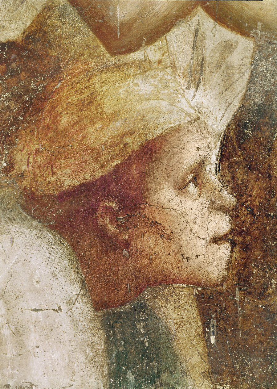 Krøblingens hoved, fra St. Peter Healing with his Shadow, ca. 1427 (detalje af 60321) af Tommaso Masaccio