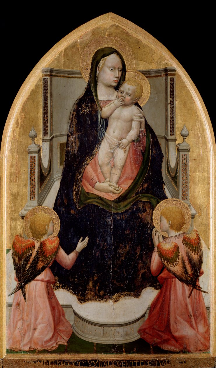 San Giovenale Triptykon: Jomfru og barn, Centralpanel - altertavle af Tommaso Masaccio