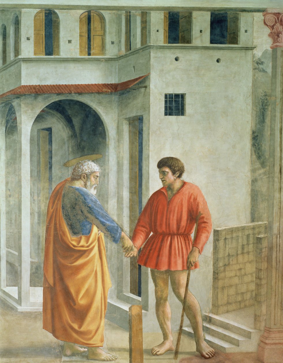 Hyldestpenge St. Peter betaler skatteopkræveren - detalje fra 31642, ca. 1427 fresco af Tommaso Masaccio