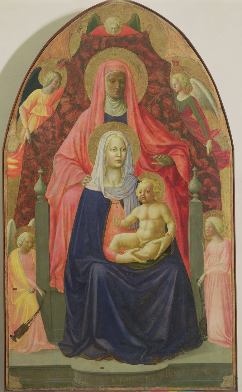 Jomfru og barn med St Anne, 1424 (tempera på panel) af Tommaso Masaccio
