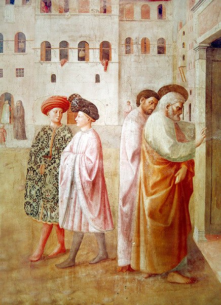 Detalje af Skt. Peter, fra opførelsen af Tabitha, ca. 1427 (detalje af 57195) af Tommaso Masolino da Panicale
