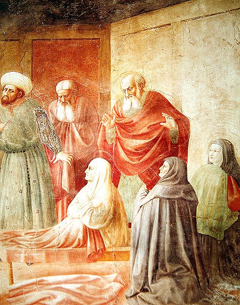 Detalje af Tabitha, fra Rejsningen af Tabitha, c.1427 af Tommaso Masolino da Panicale