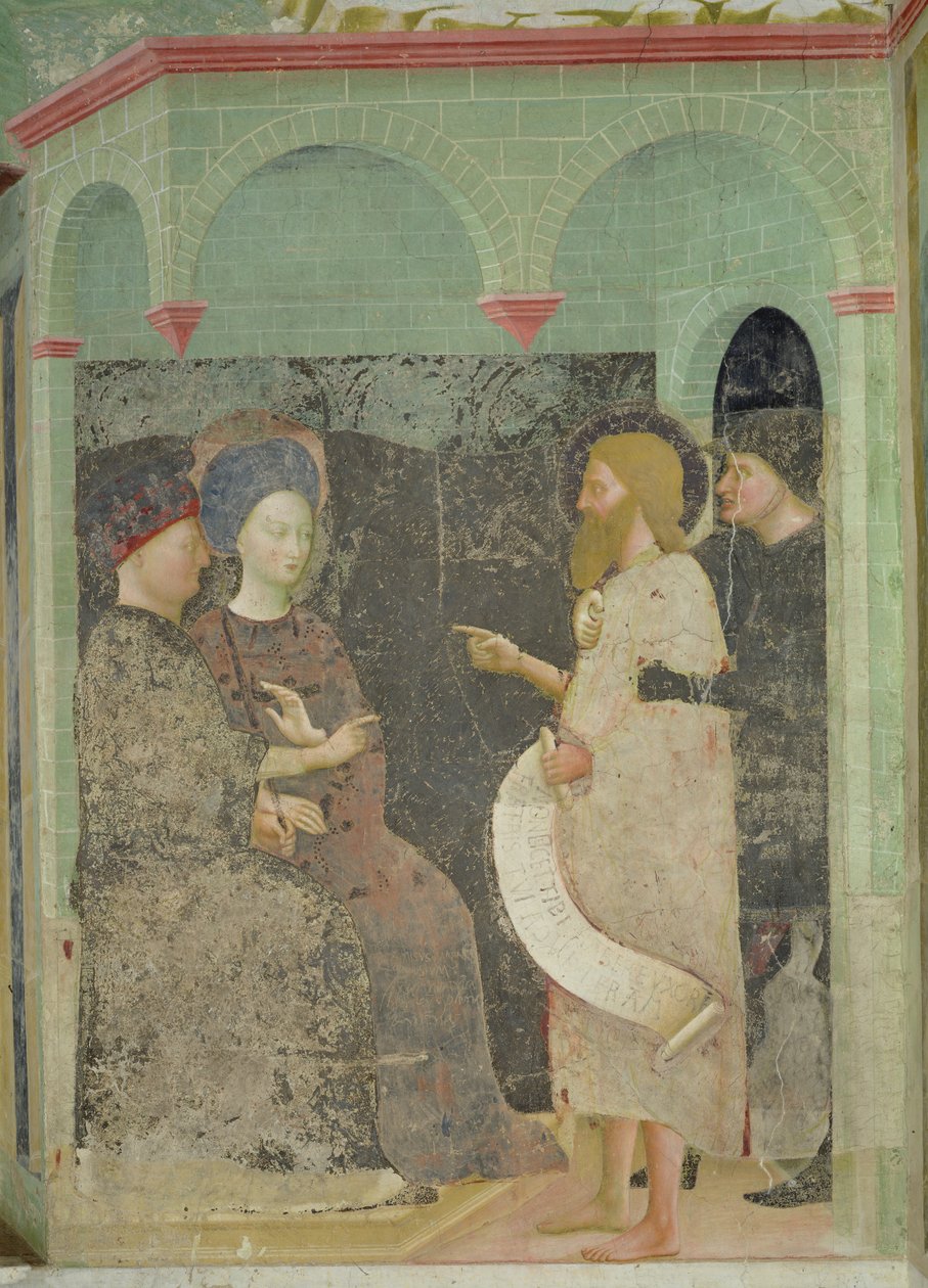 Johannes Døberen skælder ud på Herodes og Herodias for deres utroskab, 1435 af Tommaso Masolino da Panicale