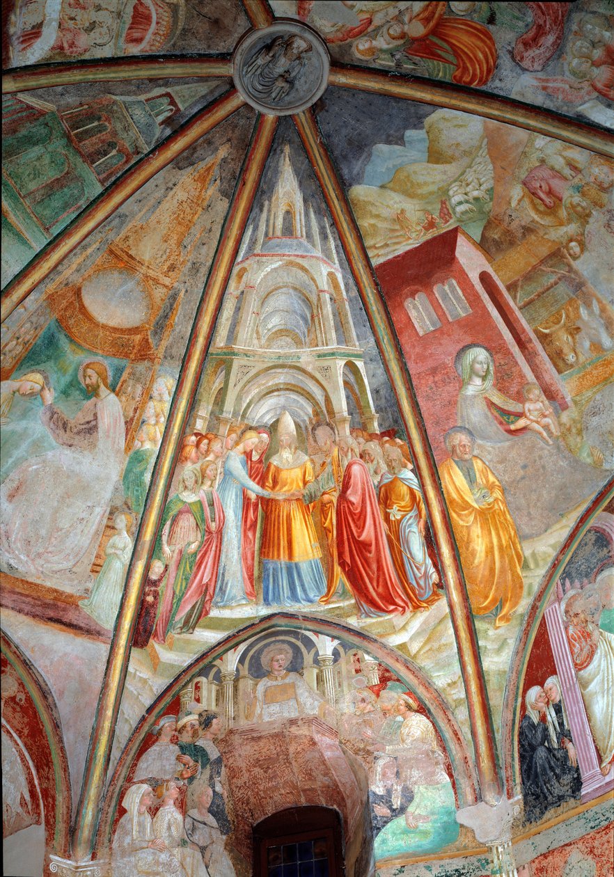 Jomfruens liv: ægteskabet - Fresco af Tommaso Masolino da Panicale