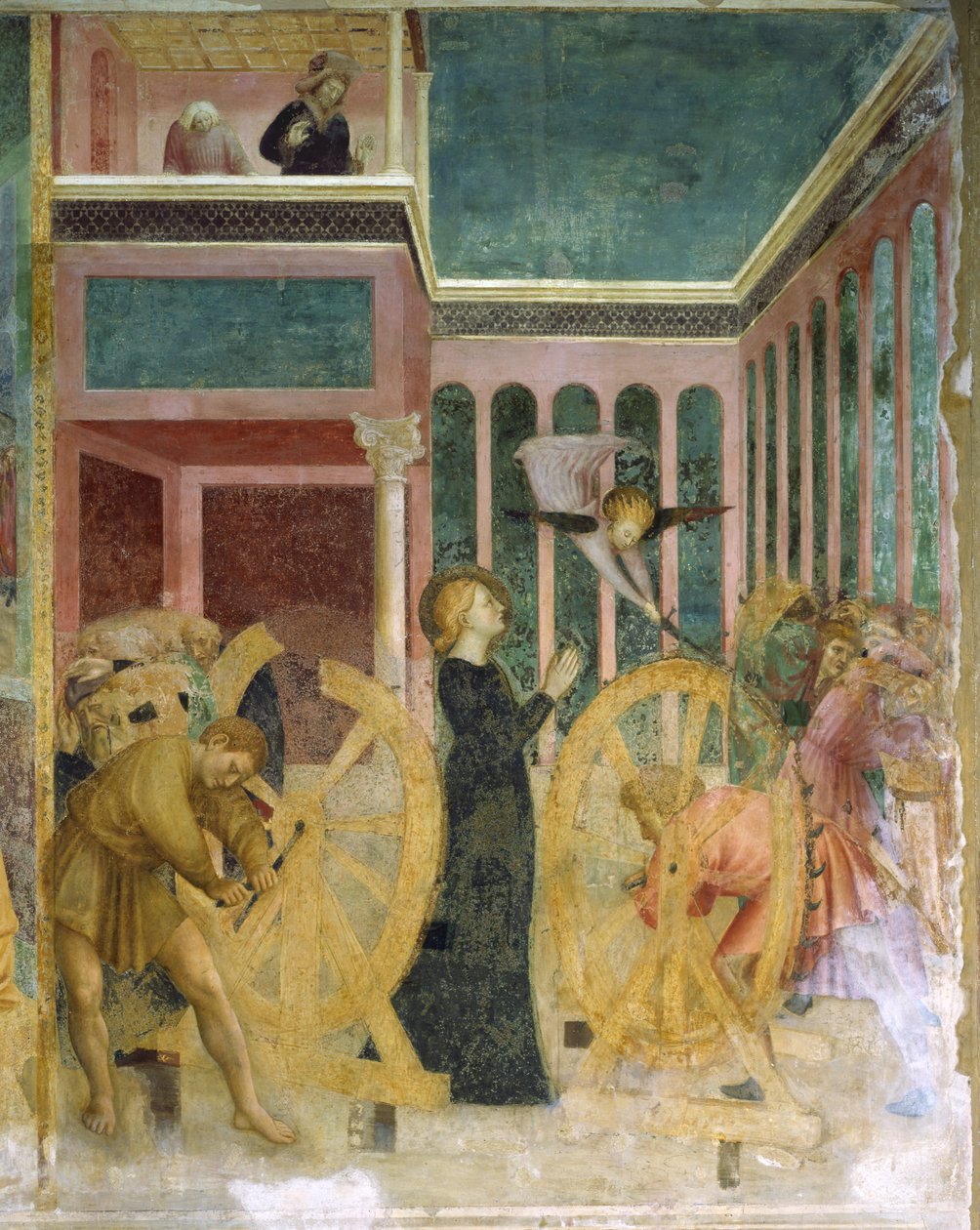 St Catherine blandt hjul, detaljer fra Stories of St Catherine af Tommaso Masolino da Panicale