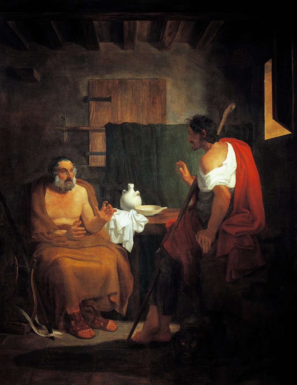 Den blinde Homer (ca. 8.-7. århundrede f.Kr.) i hyrde Glaucos hus af Tommaso Minardi