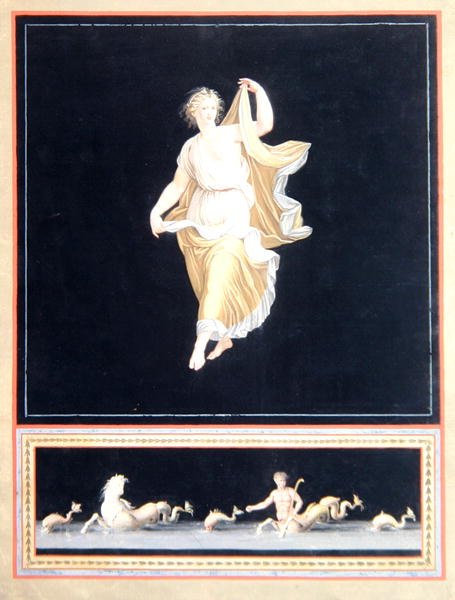 Kopi af et pompeiansk allegorisk maleri, et panoramisk tapetdesign, ca. 1790 af Tommaso Piroli