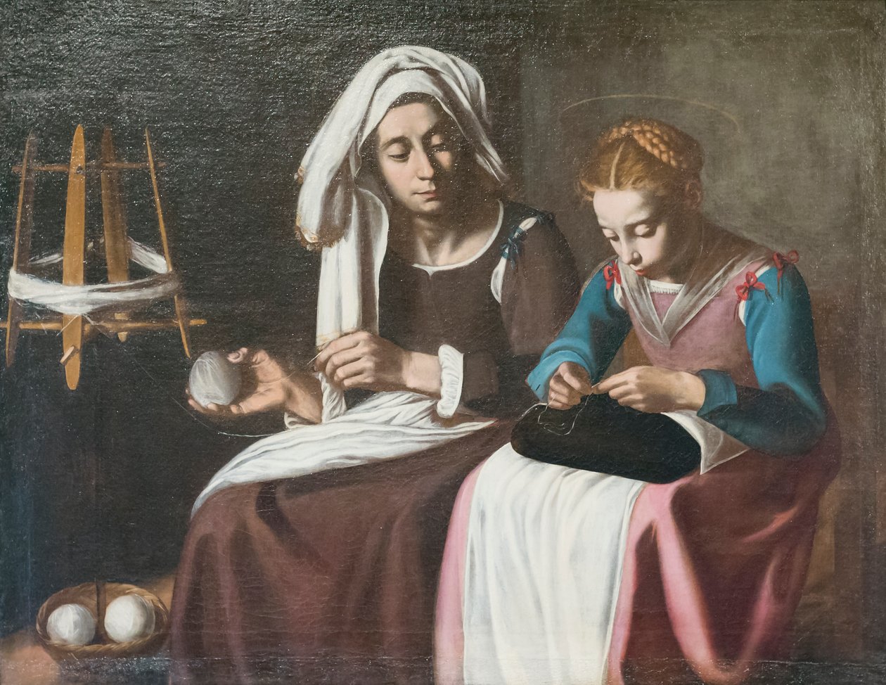Madonna og St. Anne, romersk skole, tilskrevet Tommaso Salini af Tommaso Salini