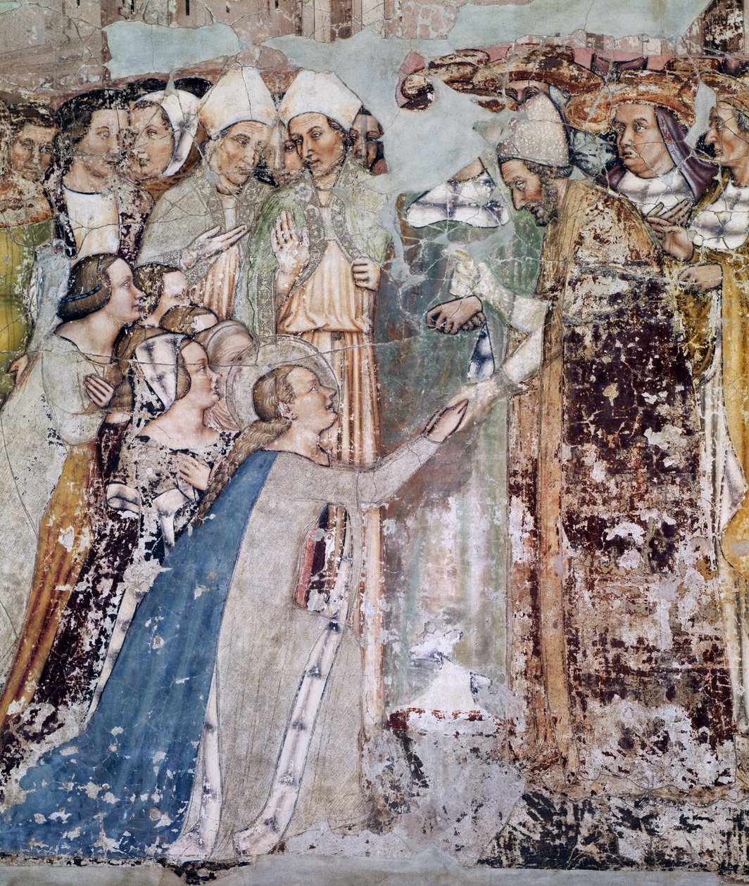 St Ursulas ankomst til Rom, detalje fra cyklen Stories of St Ursula af Tommaso da Modena