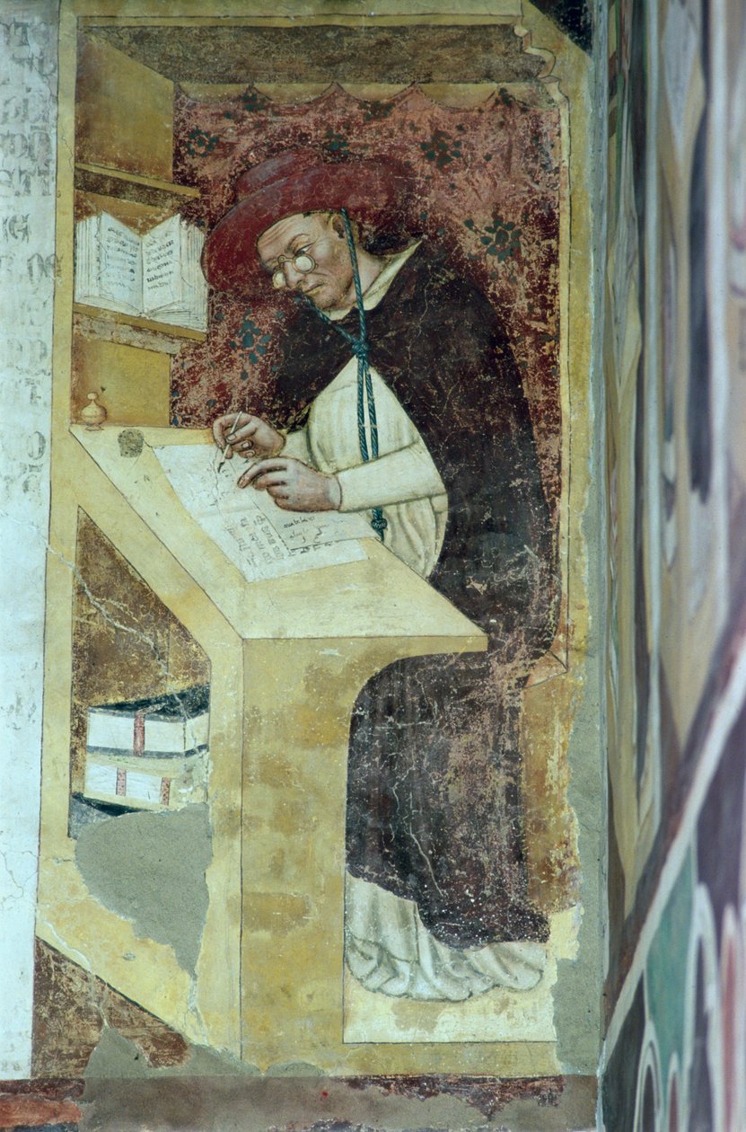 Hugues de Provence ved sit skrivebord, fra cyklussen af "fyrre berømte medlemmer af den dominikanske orden" i kapitelhuset 1342 af Tommaso da Modena