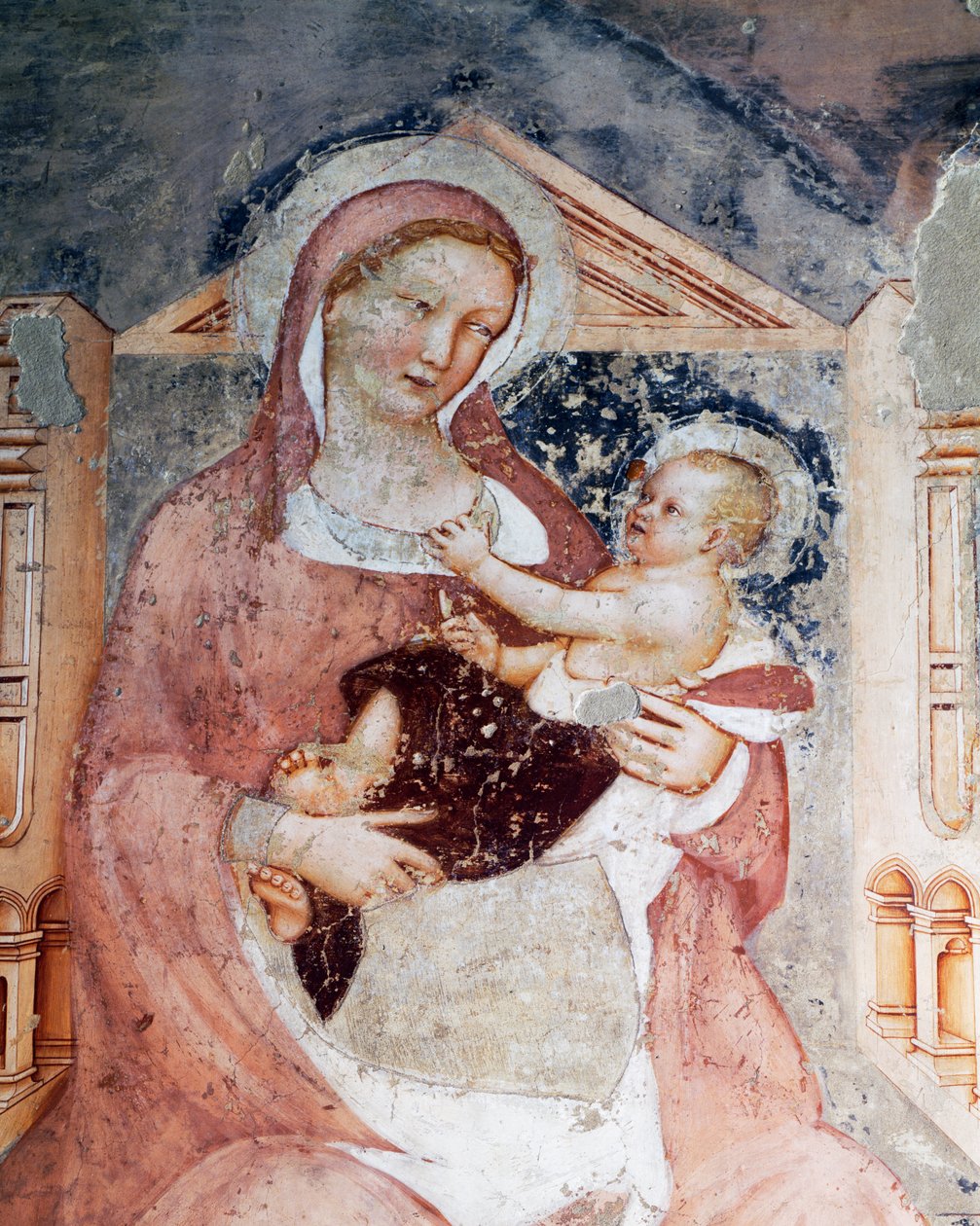 Madonna og barn, detalje fra cyklussen Stories of St Ursula af Tommaso da Modena