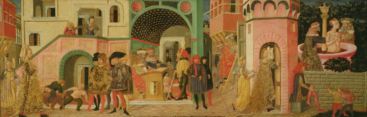 Historien om Susanna, frontpanel på en bryllupskrin, ca. 1450 (tempera på panel) af Giovanni di Ser Giovanni