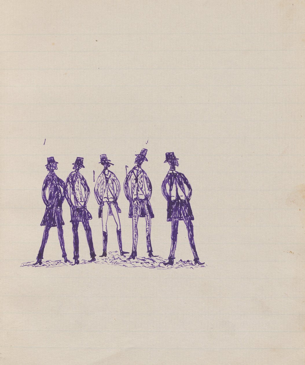 Kwat Kwat -folk - (Belagte figurer) Skitsebog hovedsageligt af aboriginals og hvides aktiviteter af Tommy McRae