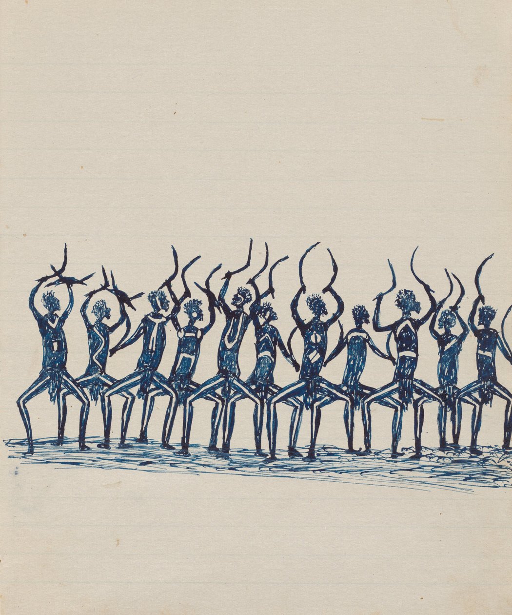 Kwat Kwat mennesker - (Corroboree) Skitsebog hovedsageligt af aktiviteter fra aboriginals og hvide af Tommy McRae