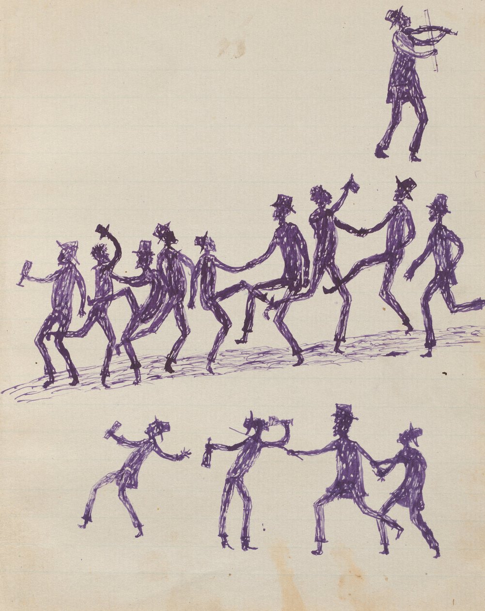 Kwatkwat -mennesker - (Drunken revelers) Skitsebog hovedsageligt af aboriginals og hvides aktiviteter af Tommy McRae