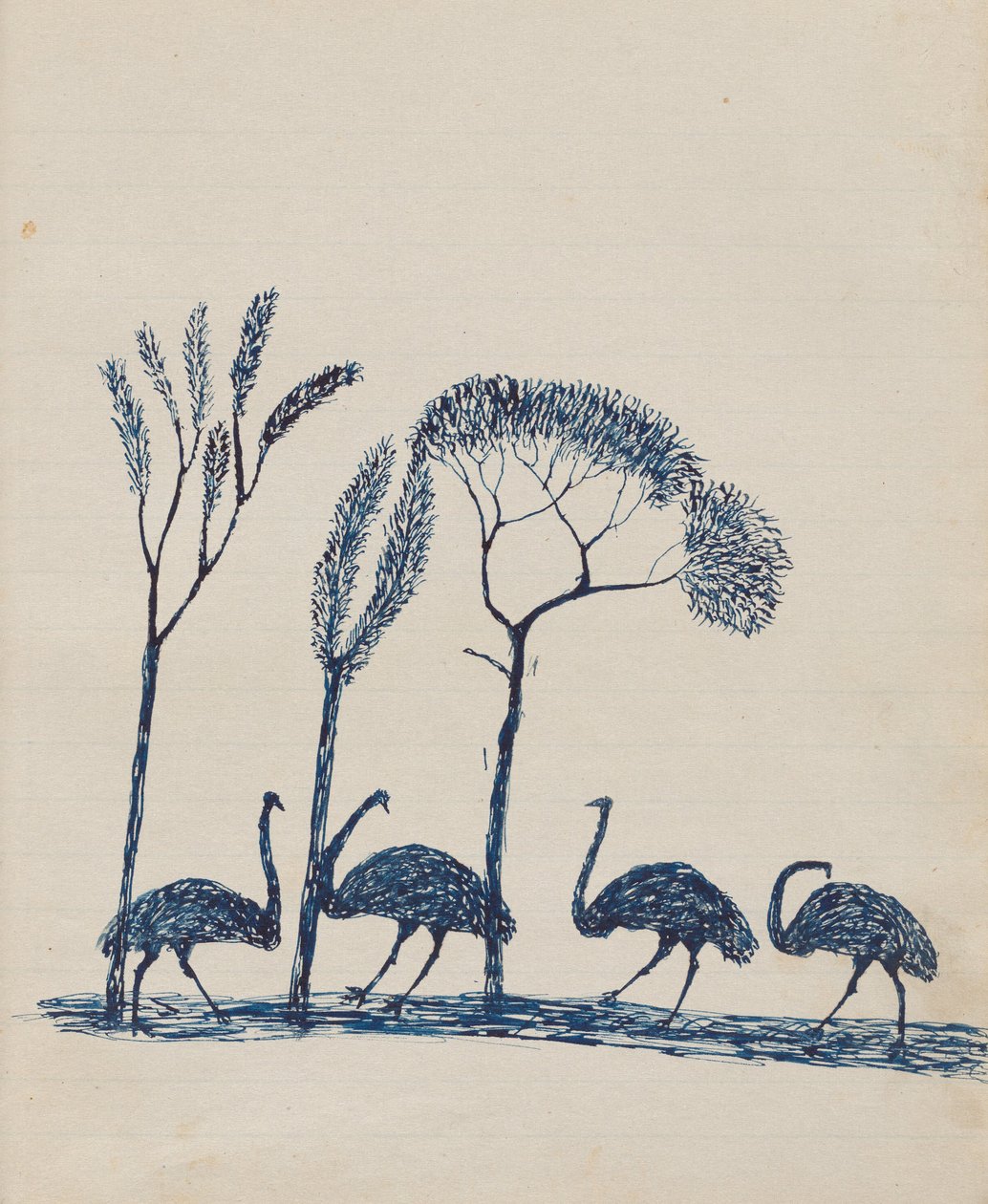 Kwat Kwat mennesker - (Emus) Skitsebog hovedsageligt af aktiviteter fra aboriginals og hvide af Tommy McRae