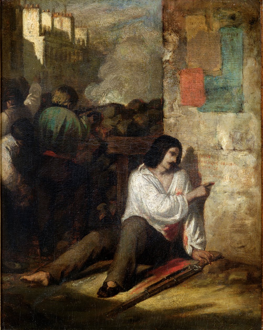Barrikaden i 1848 eller, The Injured Insurgent, 1848-52 af Tony Johannot