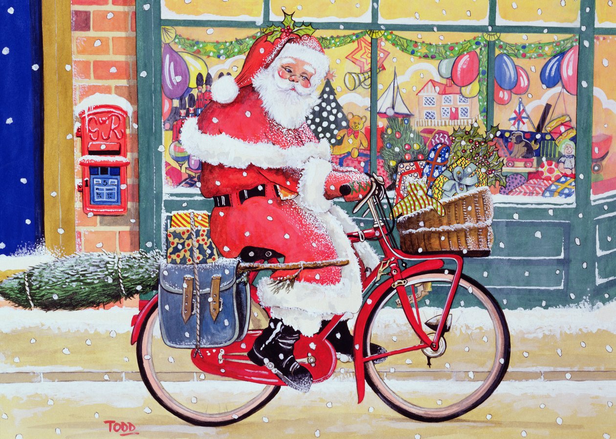 Julemanden på cykel (wc) af Tony Todd