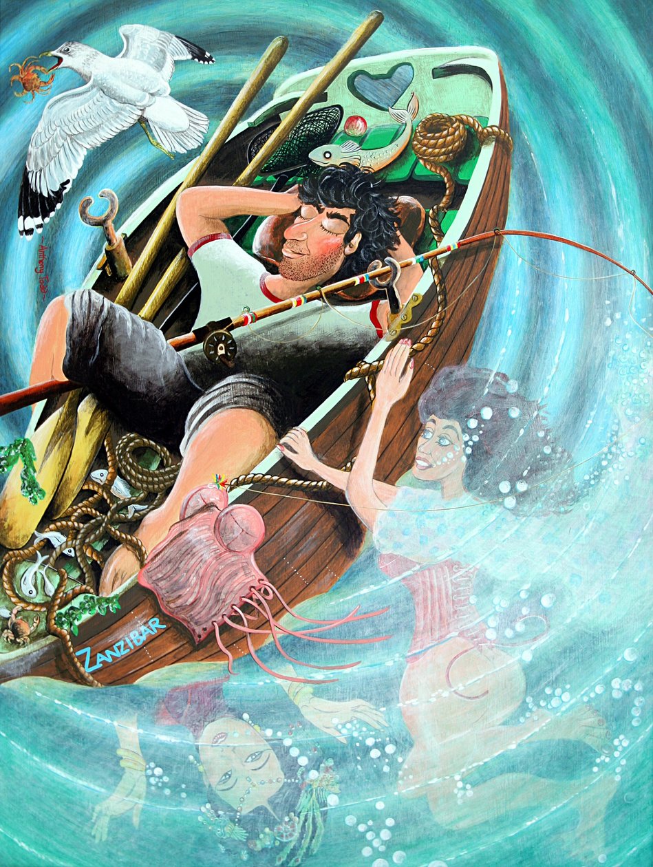Nogood Boyo the layabout dreaming his dreams, 2005 (akryl på panel) af Tony Todd